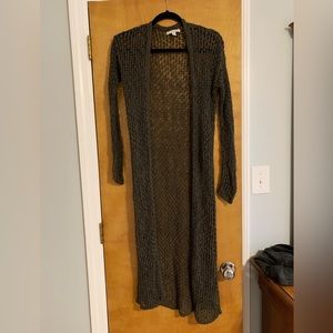 Long knitted green cardigan